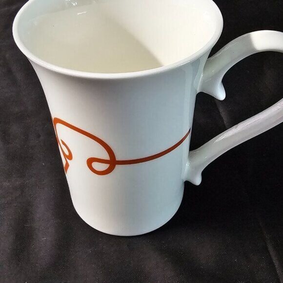 2015 Starbuck's TAZO Tea Mug/Cup, Ornate Scroll, White Burnt Orange Fleur De Lis - Picture 4 of 11